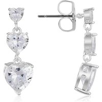 August Woods Silver Triple Crystal Heart Earrings - Silver
