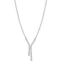 August Woods Silver Y Crystal Statement Necklace - Silver