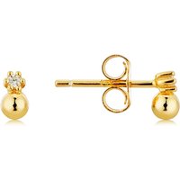 Argento Gold Double Ball Crystal Stud Earrings - Gold