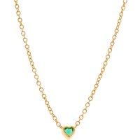 Argento Gold Petite Heart Green Crystal Necklace - Gold
