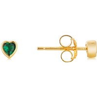 Argento Gold Green Heart Crystal Stud Earrings - Gold