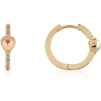 Argento Gold Mother of Pearl Heart Huggie Earrings - Gold