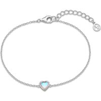Argento Silver Mother of Pearl Heart Crystal Bracelet - Silver