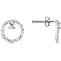 Argento Silver Open Circle Crystal Earrings - Silver