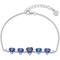 Argento Silver Sapphire Crystal Heart Bracelet - Silver