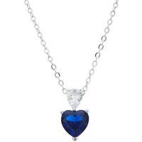 Argento Silver Sapphire Heart Crystal Necklace