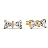 Pandora Gold Crystal Bow Stud Earrings