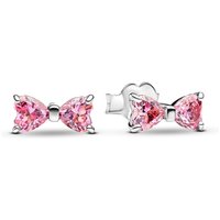 Pandora Silver Pink Crystal Bow Stud Earrings