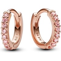 Pandora Rose Gold Sparkling Pink Crystal Huggie Hoop Earrings