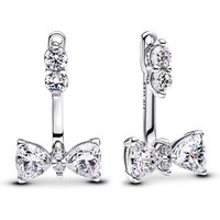 Pandora Silver Crystal Bow Detachable Jacket Stud Earrings