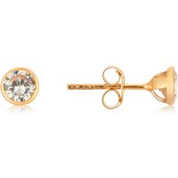Argento 9ct Solid Gold 4mm Crystal Studs - Gold