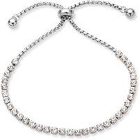 Over and Over Silver Stainless Steel Crystal Pull Bracelet - Silver
