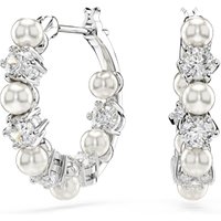 Swarovski Matrix Rhodium Plated Crystal Pearl Hoop Earrings