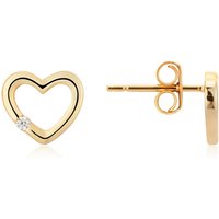 Argento Gold Crystal Heart Stud Earrings - Gold