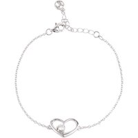 Argento Silver Crystal Floating Heart Bracelet - Silver