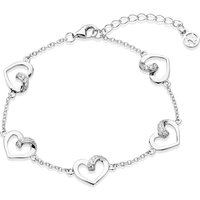Argento Silver Crystal Multi Open Heart Bracelet - Silver