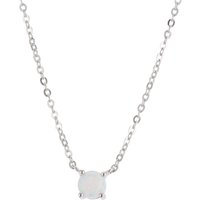 Argento Silver White Opal Crystal Necklace - Silver