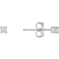 Argento Silver White Opal Petite Stud Earrings - Silver