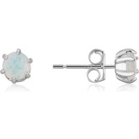 Argento Silver White Opal Stud Earrings - Silver
