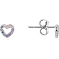 Argento Kids Multi Crystal Heart Earrings - Silver