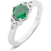 Argento Silver Emerald Celtic Ring - 52