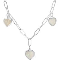 August Woods Silver Charm Opal Heart Necklace - Silver