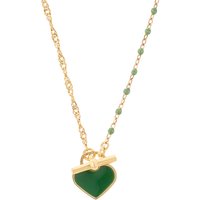 Argento Gold Green Beaded Heart Statement Necklace - Gold