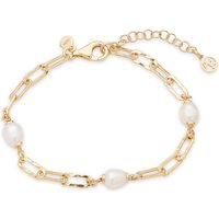 Argento Gold Multi Pearl Chain Bracelet - Gold