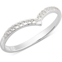 Argento Silver Crystal Wishbone Ring - 56