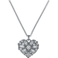 Ted Baker Silver Cherish Crystal Cluster Heart Locket Necklace - Silver