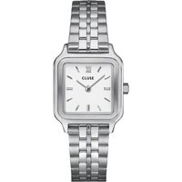 CLUSE Silver Gracieuse Petite Square White Watch - Silver