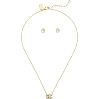 Coach Gold Box C Crystal Starter Necklace and Stud Set - Gold