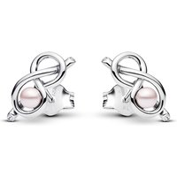 Pandora Silver Infinity Knot Pink Pearl Stud Earrings
