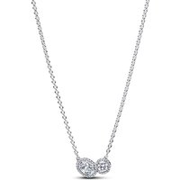 Pandora Silver Halo White Crystal Oval Collier Necklace