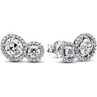 Pandora Silver Halo White Oval Crystal Stud Earrings