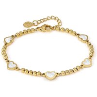 Nomination Emosfere Gold Five Mother of Pearl Heart Beaded Stainless Steel Necklace