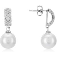 Argento Silver Double Pearl Drop Earrings - Silver