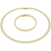 Swarovski Una Angelic Gold Plated Round Cut Necklace and Bracelet Set