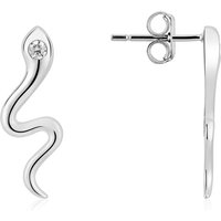 Argento Silver Crystal Snake Earrings - Silver