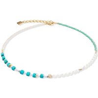 Coeur De Lion Gold Princess Fusion Pearls Turquoise Cubes Necklace - Silver