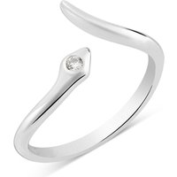 Argento Silver Crystal Adjustable Snake Ring - Adjustable