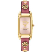 Coach Gold Cadie Pink Rectangle Flower Leather Watch - Gold