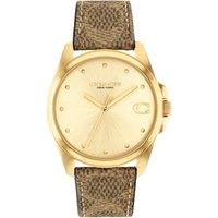 Coach Gold Greyson Brown Logo Strap Watch - Gold