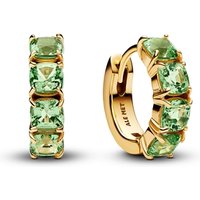 Pandora Gold Green Crystal Hoop Earrings