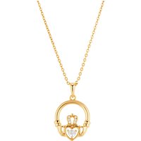 Argento Gold Claddagh Cubic Zirconia Necklace - Gold