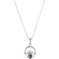 Argento Silver August Peridot CZ Claddagh Necklace - Silver