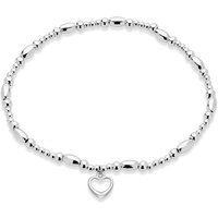 Argento Silver Classic Heart Beaded Bracelet - Silver