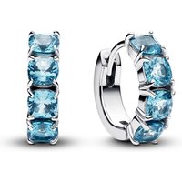 Pandora Silver Blue Crystal Hoop Earrings