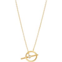 Argento 18k Gold Plated CZ T-Bar Necklace