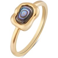 Argento 18K Gold Plated Molten Abalone Rectangular Ring - 58